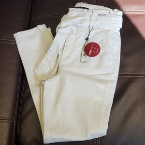 Express denim perfect paperbag white jeans